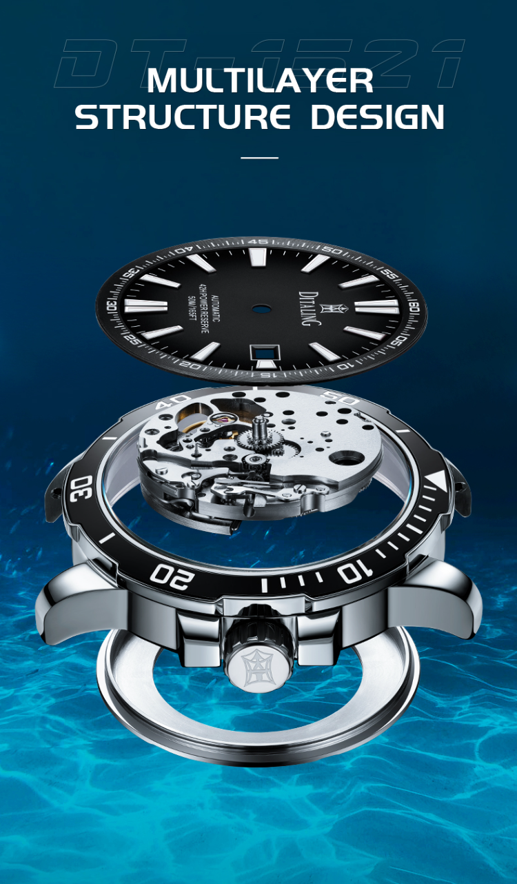 Ditaling Men Automatic Mechanical Watch Waterproof Watches Diver ...