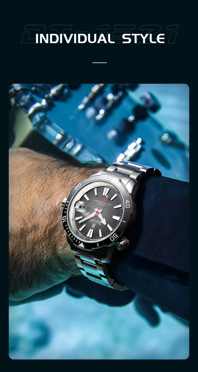 Ditaling Men Automatic Mechanical Watch Waterproof Watches Diver ...
