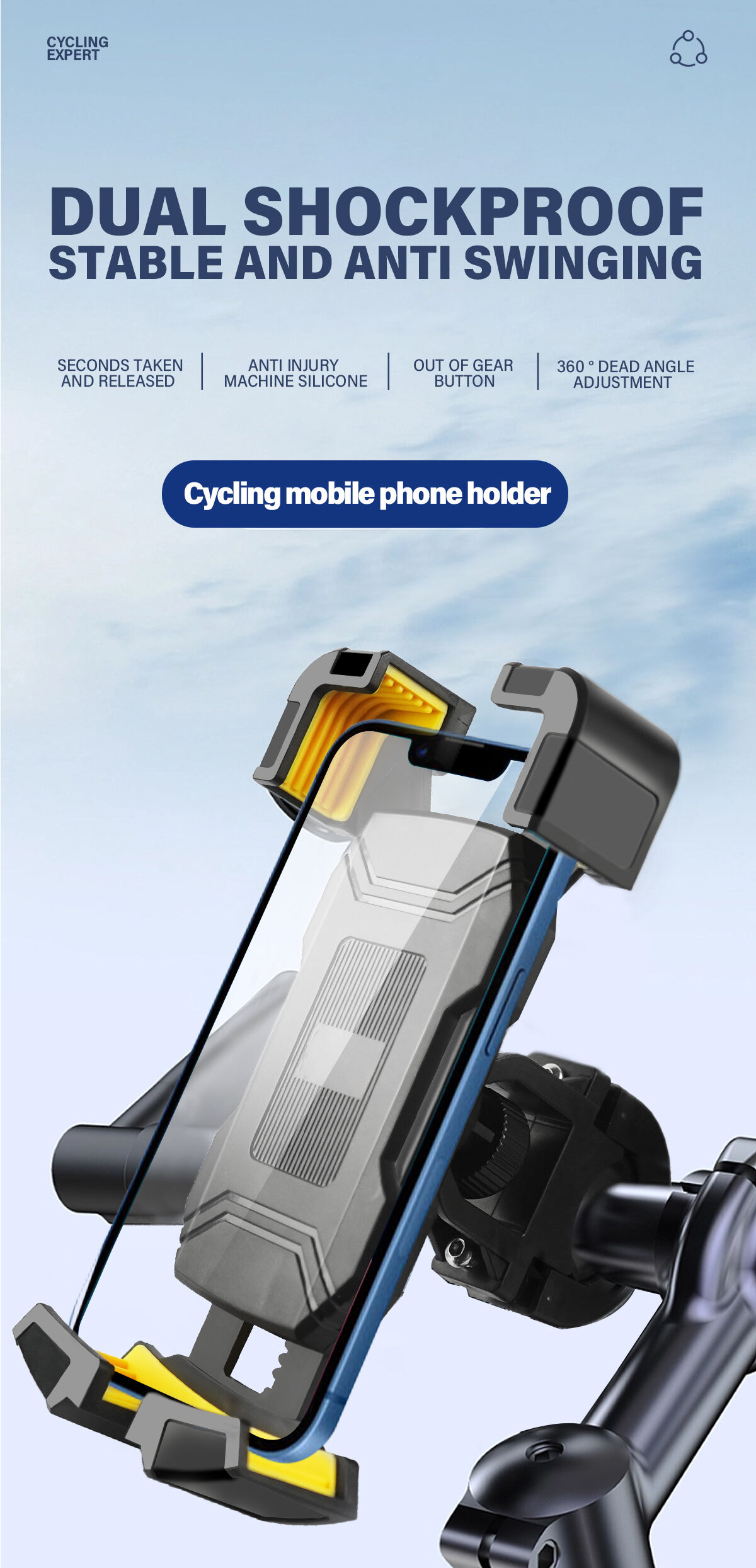 M08 Bike Phone Holder 360 View Universal Bicycle Phone Holder For 5.5-7 - View #10