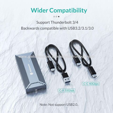 ORICO Boîtier SSD NVMe M.2 40Gbps USB-C PCIe3.0x4 Adaptateur Thunderbolt  2800 Mo/s pour NVMe M-Key SSD 2280, Aluminium Externe Boîtier Disque Dur