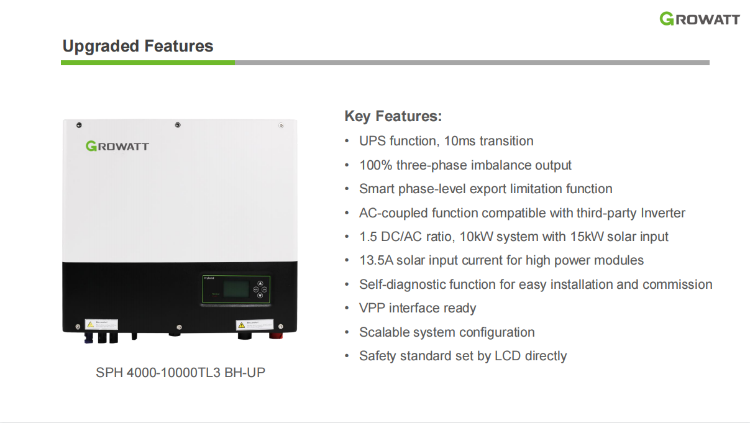 Growatt Wechselrichter Inverter Three Phase Sph 10000tl3 7000tl3 Bh Up ...