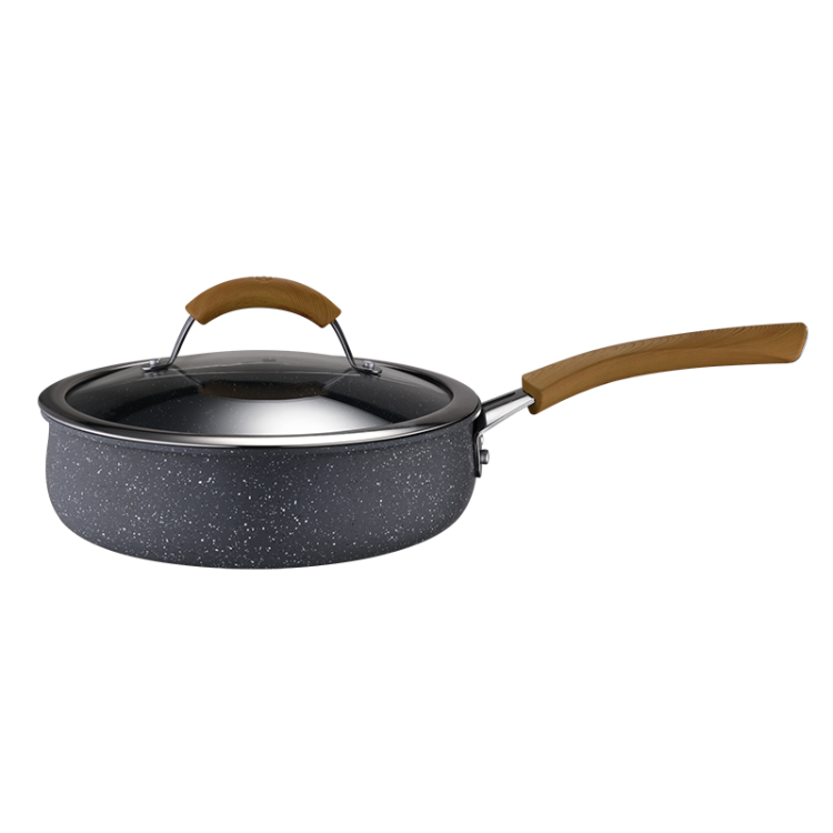 Kitchen Cookware Black Round Saute Pan Non Stick Coated Fry Cooking Pot ...