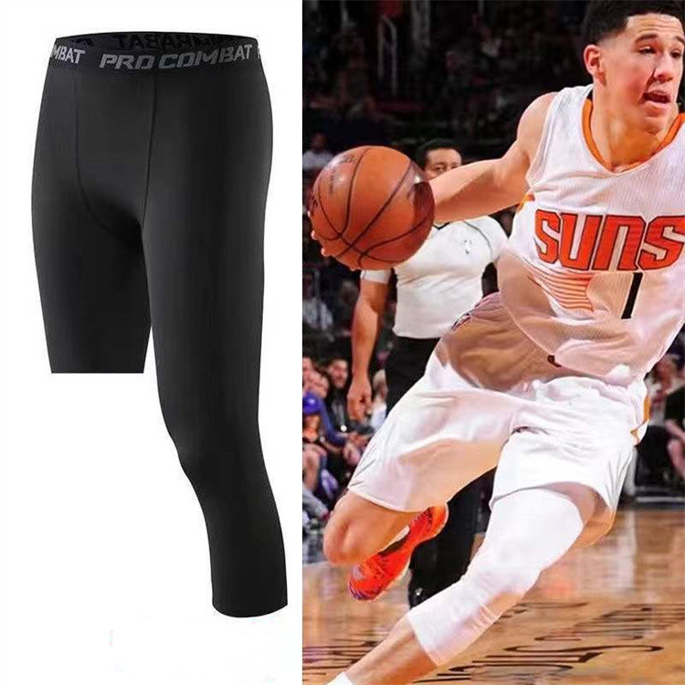 Men's One Leg Compression Pants Cropped Leggings Basketball