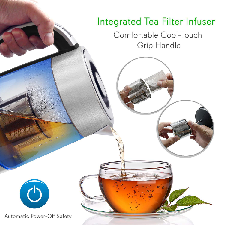 1.7L Electric Glass Kettle with Tea Filter 1.0L Tea Infuser Pot Smart  Automatic Tea Maker Turkish Tea Tray - China Tea Maker and Coffee & Tea  Tray Set price