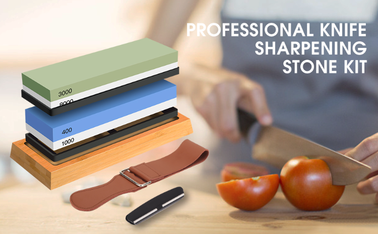 Professional Knife Sharpening Whetstone Kit Set Includes 2 Superior Sharpener  Whetstones Grit, Flattening Stone, Angle Guide & Nonslip Bamboo Base -  Sharpens any Knife Razor Sharp 