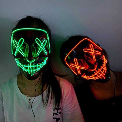 Halloween Scary Mask Cosplay Led Costume Mask Wire Light Up