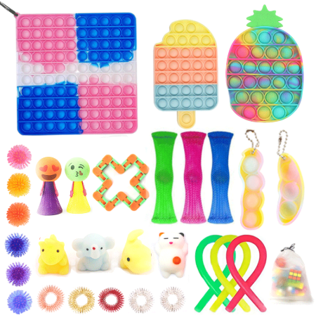 Pack de jouets Fidget bon marché, Ensemble de packs Fidget bon marché, Pack  de jouets Fidget pour enfants adultes, Boîte Fidget avec bulle Pop Push