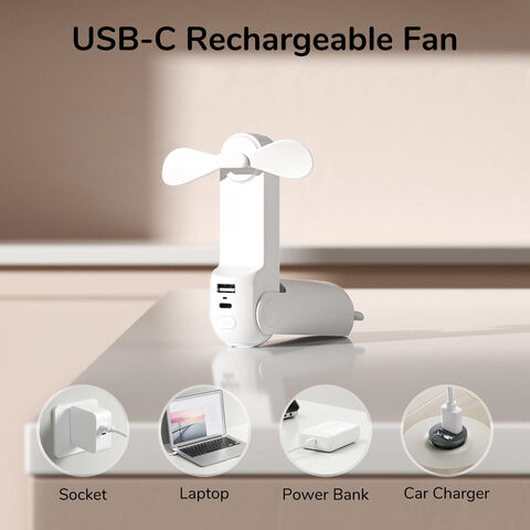Ventilateur portable, Mini lampe de poche USB, lapin mignon ours,  refroidissement, 2 vitesses, vitesse du vent, pour l'extérieur, Rechargeable