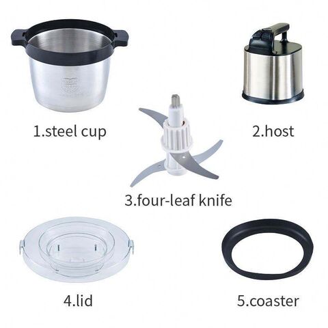 Picadora de Carne Elétrica Industrial 6L, Misturador de Alimentos, Picador de Carne em Aço Inoxidável