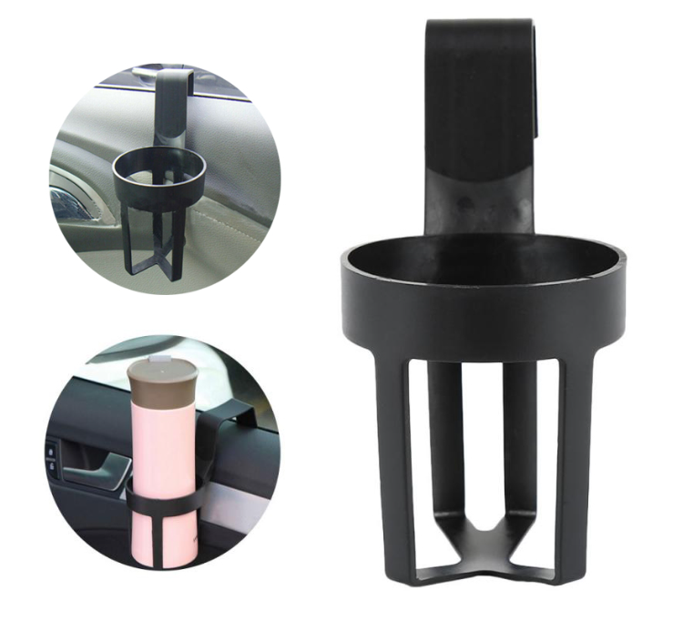 XUKEY Double Hole Universal Car Drink Cup Holder Mount – Black, Removable, Front Placement