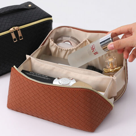 PU Leather Makeup Bag, Cosmetic Travel Bag Case Large Makeup Bag