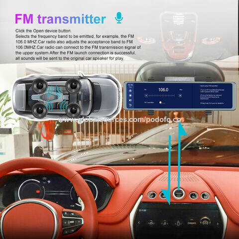 Podofo Cámara de visión frontal y trasera para coche, grabadora de  conducción de automóvil de 11.26 pulgadas, pantalla táctil IPS con espejo