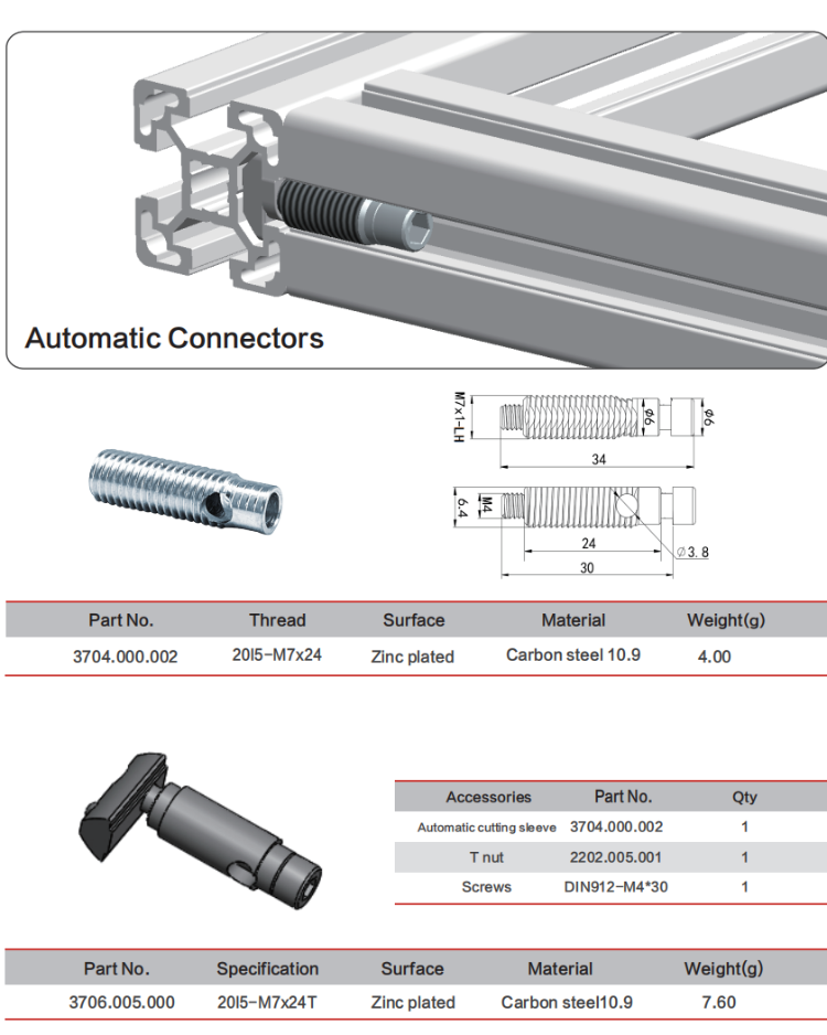 Threaded Insert Automation Accessories Connector For Item