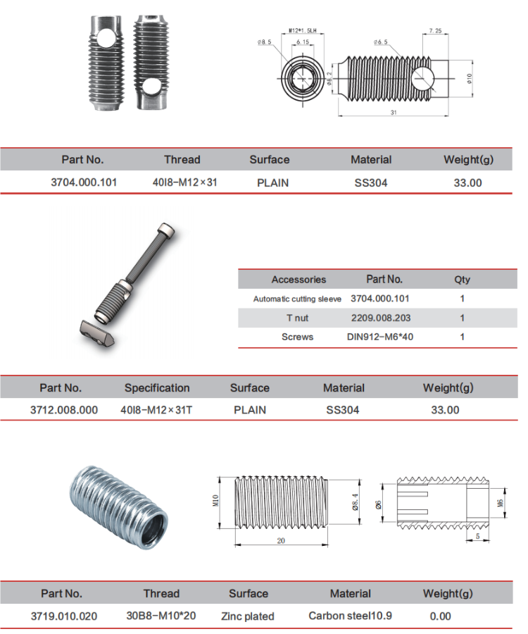 Threaded Insert Automation Accessories Connector For Item
