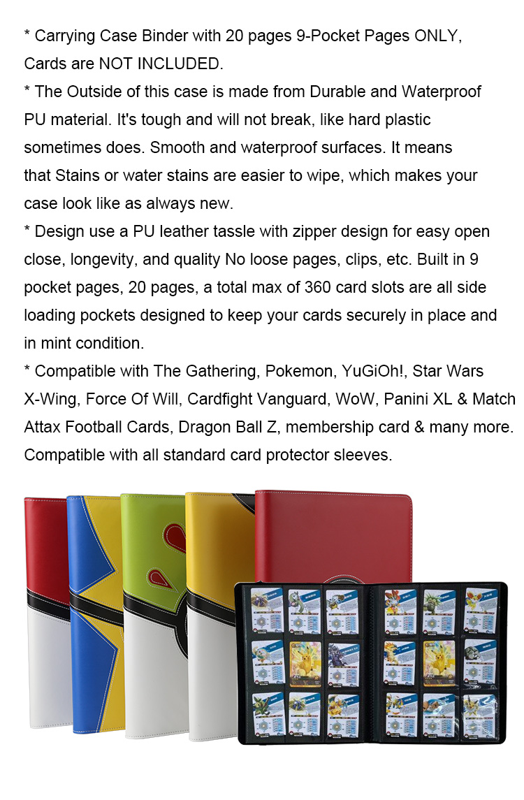 360 Pockets Binder Card Sleeves Double-Sided 9 Pocket Trading Card Pages  for 3 Ring Binder, Clear Plastic Pages Sleeves for Sport Cards, Business  Cards, Game Cards, Photos 20