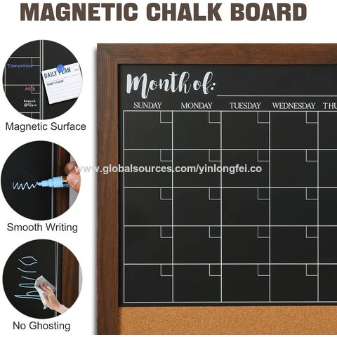 Magnetic Wall Chalkboard Monthly Calendar, Rustic Wood Frame Large  Chalkboard Calendar, 24 x 30, Wall Mount, with Chalk Markers & Magnets,  by Better Office Products 