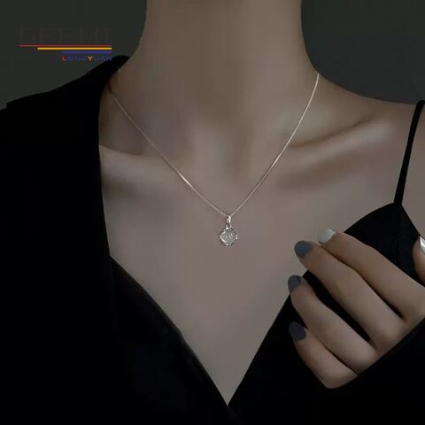 New Fashion 8 Styles Simple Cube Pendant Girl Necklaces Wholesale  Collarbone Chain Necklace Mini Cube Choker