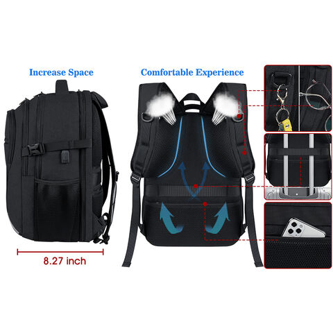 Mochila grande de viaje para mujer, mochila expandible para laptop de 15.6  pulgadas con puerto de carga USB, antirrobo para computadora, negocios