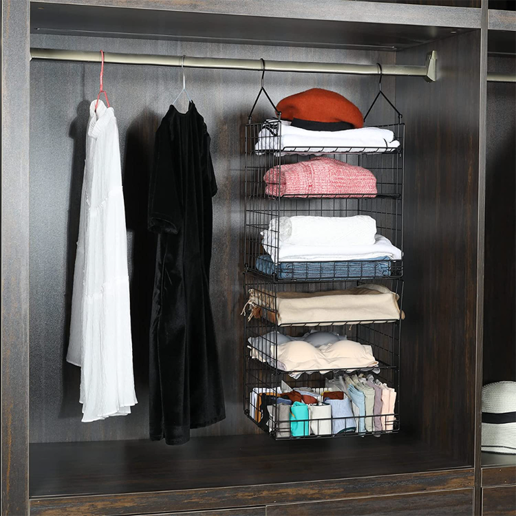 3 - Tier Closet Hanging Organizer, Clothes Hanging Shelves with