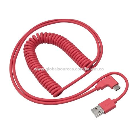 Buy Wholesale China Left/right Angled Coiled Usb Type C Male To Usb 2.0 A  Male Retractable Cable & Usb Cable at USD 1.2