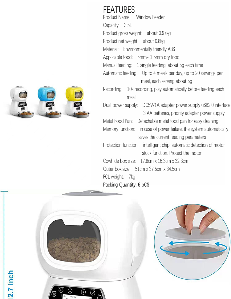 Dual Power Automatic Pet Feeder Intelligent Pet Automatic Feeder ... - Otomatik Pet Feeder