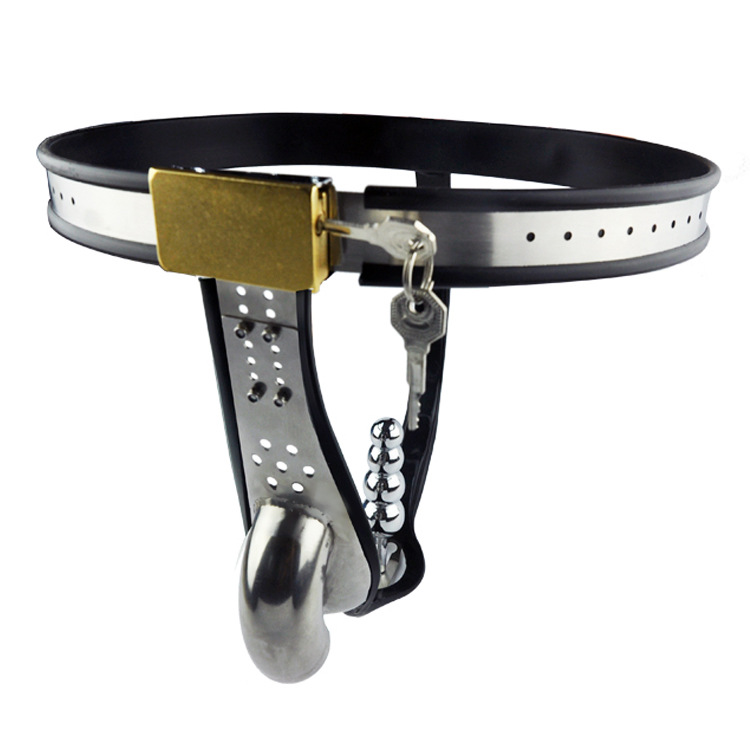 Stainless Steel Male Adjustable Chastity Belt Built-in Cage Stopper Device