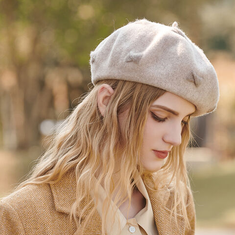 Cute Wool Hat With Cat Eardesign Hatswinter Autumn Beret 