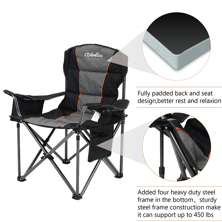 Heavy Duty 450 Lbs Steel Padded Arm Luxury Portable Folding Foldable  Outdoor Garden Picnic Fishing Camping Chair With Cooler Bag $16.52 -  Wholesale China Camping Chair With Cooler Bag at factory prices
