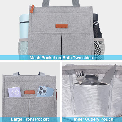 Insulated Lunch Bag Women Girls, Reusable Cute Tote Lunch Box For Adult &  Kids, Leakproof Cooler Lunch Bags For Work Office Travel School Picnic  (grey