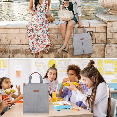 Ice Water Bottle Holder Lunch Bag Insulated Lunch Box Women's Lunch Tote with Front Pocket Reusable Insulated Bag Women's Lunch Box Men's Work Picnic