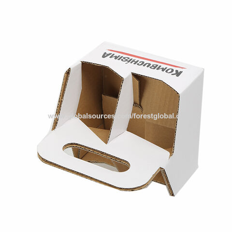 Boîte de transport en carton personnalisée en gros pour 4 bouteilles de vin, emballage en papier ondulé, porte-bouteilles de bière pour 4 bouteilles
