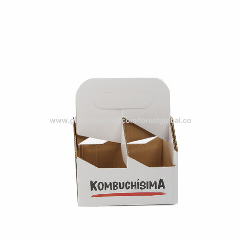 Boîte de transport en carton personnalisée en gros pour 4 bouteilles de vin, emballage en papier ondulé, porte-bouteilles de bière pour 4 bouteilles