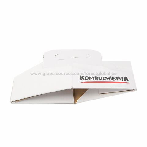 Boîte de transport en carton personnalisée en gros pour 4 bouteilles de vin, emballage en papier ondulé, porte-bouteilles de bière pour 4 bouteilles