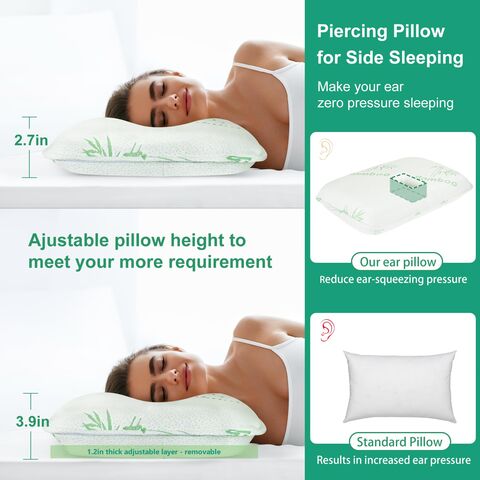 piercing oreiller côté couchage Soulagement Réduction de pression Oreiller  d’oreiller doux confortable à trou unique B2