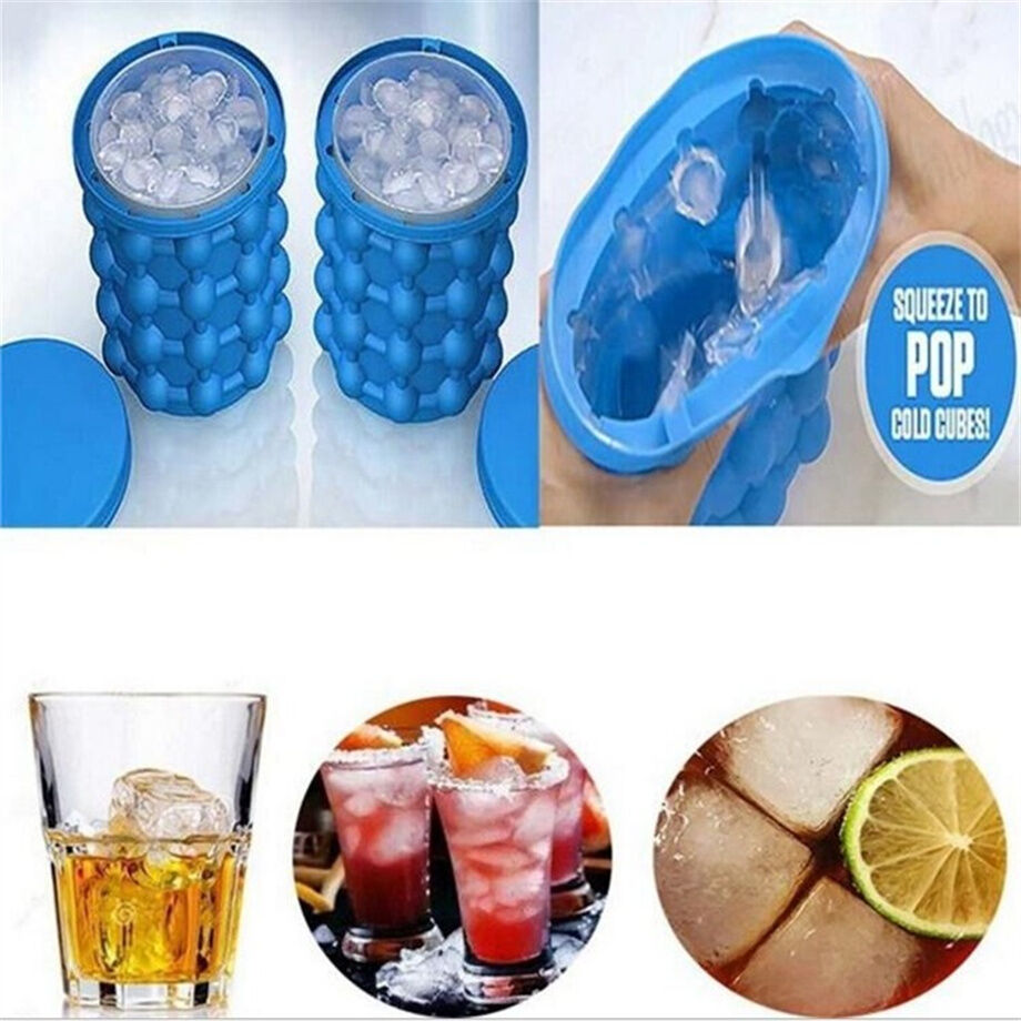 Buy Wholesale China Ice Cube Traysilicone Ice Bucket With Lid, Bpa Free 2  In 1 Portable Ice Cube Maker, Ice Cube Mold Genie For Frozen Whiskey & Ice  Bucket at USD 2.74