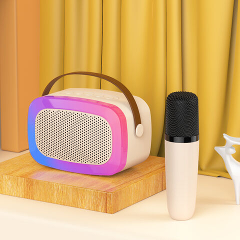 Haut-parleur Bluetooth Portable, Carte TF pour Fêtes à Domicile, KTV Mobile, Cadeau de Noël, Mini Machine de Karaoké pour Enfants, Microphone sans Fil RGB