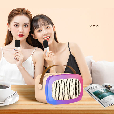 Haut-parleur Bluetooth Portable, Carte TF pour Fêtes à Domicile, KTV Mobile, Cadeau de Noël, Mini Machine de Karaoké pour Enfants, Microphone sans Fil RGB