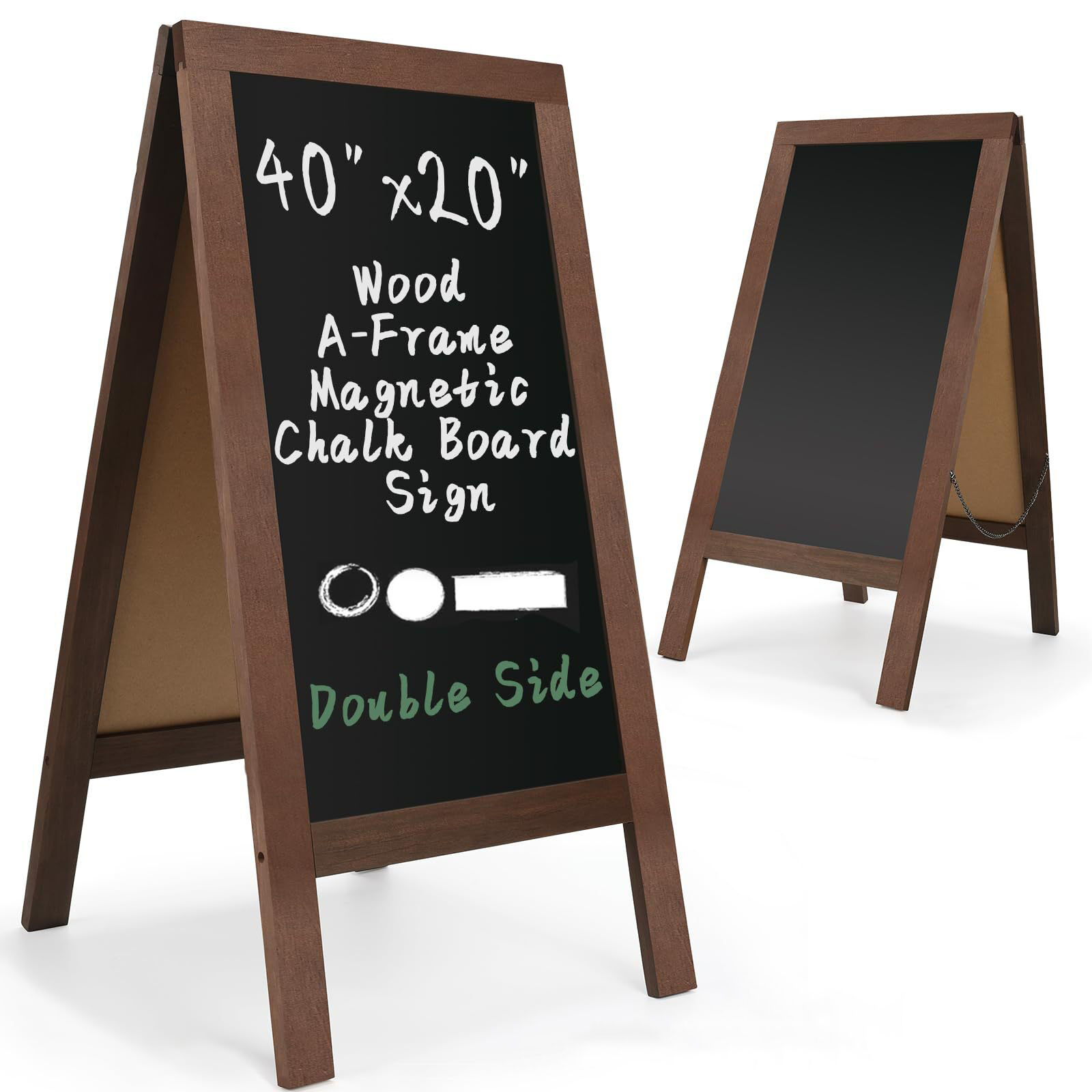 Chalk Board A-Frame Sidewalk Signs. Self Standing, Heavy Duty Plastic Frame  with Two Sided Black Chalk Board.