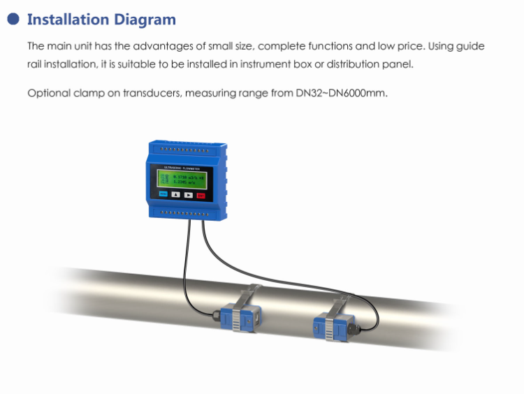 Hvac Rs485 Modbus Clamp On Water Ultrasonic Flow Meter Lcd Display ...