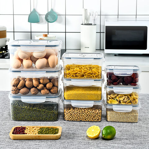 Boîte de rangement en plastique transparente, divers aliments, réservoir  hermétique, organisateur de cuisine - AliExpress