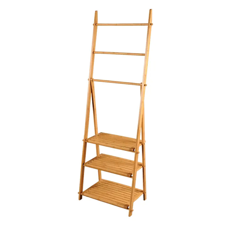 Buy Wholesale China Free Standing Wooden Storage Bamboo Ladder Towel