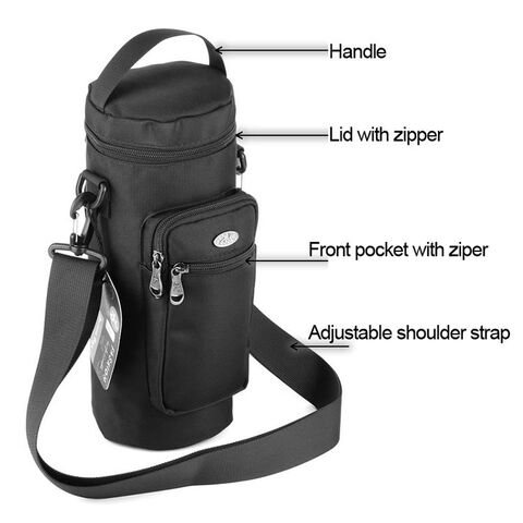 Water Bottle Carrier Bags with Adjustable Shoulder Strap Insulated Crossbody Water Bottle Holder Sports Water Bottle Case Sleeve Pouch with 2 Pocket
