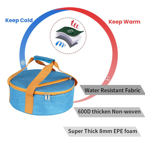 Runde Auflaufform-Tragetasche für Picknick, Grillpartys, Strandausflüge - Isoliertasche für Speisen, Kuchen, Torten - Warmhalte- und Kühltransport