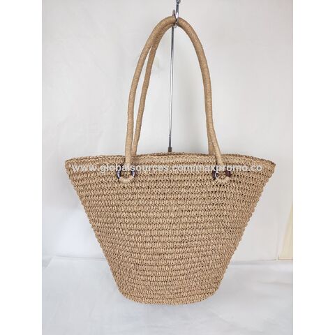 OEM, Prix usine, Sac de plage en papier, Sac de paille de plage design, Sac fourre-tout en paille