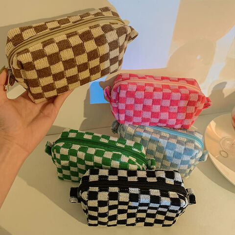 Plaid Traveling Makeup Cosmetic Storage Bag Handbags Wallet Organizer Cute  Pouch