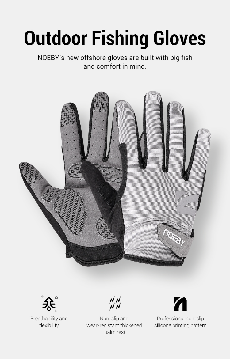 Noeby Non-slip Full Finger Fishing Gloves Outdoor Sun Protection