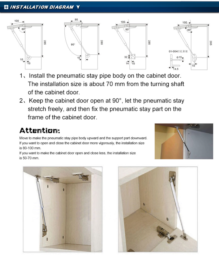 Roeasy Hot Sale Oem Customized Cabinet Door Gas Strut 10 Inch Silver ...