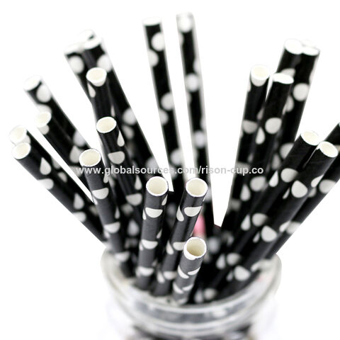 Pailles en Papier Jetables Écologiques Biodégradables de Haute Qualité pour Fêtes, Emballées Individuellement, avec Cuillère - Vente en Gros