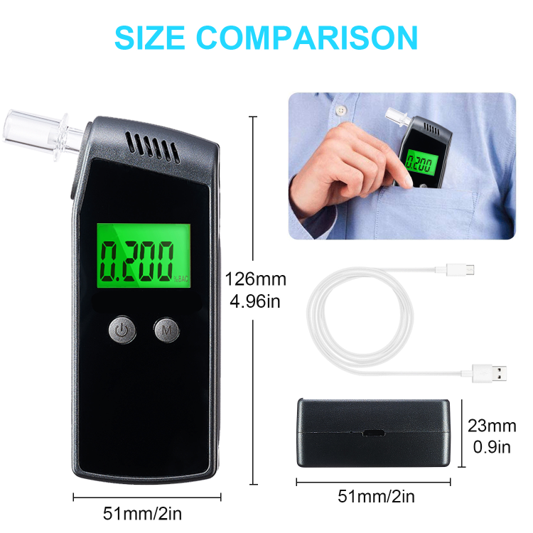 Portable Black Breathalyzer Lock Box With Lcd Digital Alcohol Detector ...