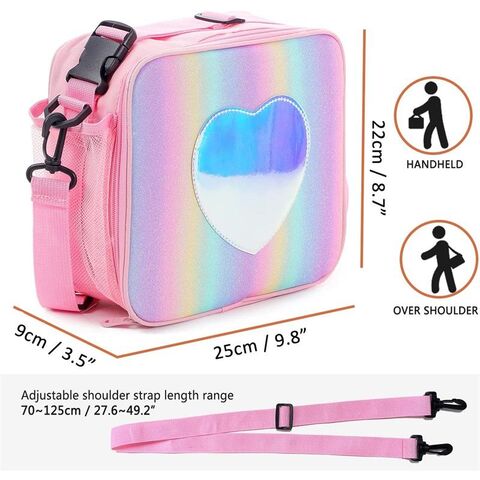 Lunch Box for Girls Women, Preppy Lunch Box for Teen Girls, Insulated Girls Lunch Bag for Kids, Large Reusable Cute Cooler Bag with Adjustable